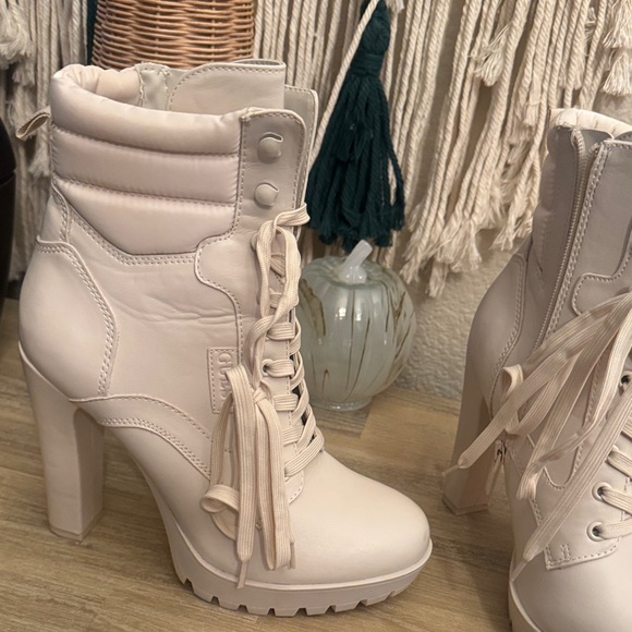 Elegant white Lace-Up High Heel Boots - Picture 5 of 6